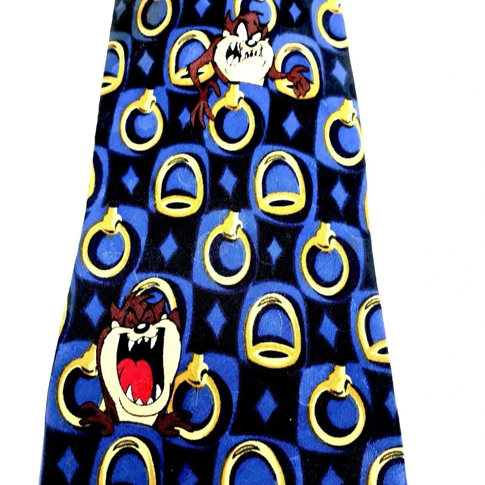 ✅Looney Tunes Taz Necktie Blue 90s Mania Silk #️⃣0030